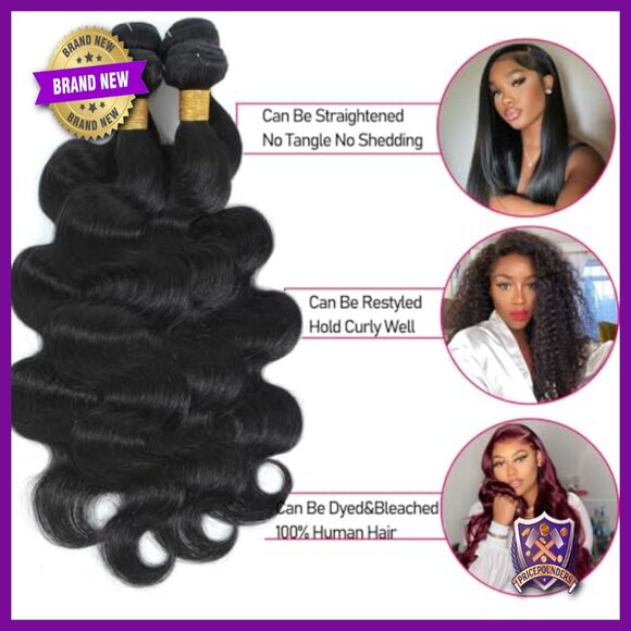 4 Bundles Brazilian Virgin Hair Extensions 20-26 Inch Body Wave Quick Weave main image 5
